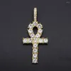 Charms Style CZ Rhinestone Hip Hop Cross Pendants For DIY Jewelry Making Rock Necklace 21.5 48mm