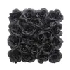 Party Decoration 25 25cm Black Rose Wedding Flower Wall Halloween Dark Style Artificial Silk Row Fake Background