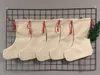 Сублимационная пустая Рождественская сумка для чулок из мешковины, льняная ткань для Хэллоуина, Рождества, персонализированные носки на шнурке с термопереносной печатью b1020