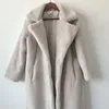 Women's Fur Faux Winter Women Rabbit Coat Lengthen knee Loose Lapel Over Thick Warm fur coat Female Plush s 221020