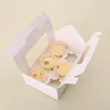 Gift Wrap White Card Paper Cupcake Boxes Cake Packaging med handtag Clear Whindow Muffin Box LX5052