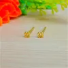 Aretes de aro Aretes de oro amarillo macizo de 24 quilates 2.8-3.1 mmW Super Mini Sakura Plum Blossom Flower Ear Stud cada uno