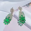 Boucles d'oreilles cerceau Bilincolor zircon cubique mode mignon vert boucle d'oreille pour les femmes bijoux de fête de mariage