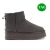 Botas Diseñador Clásico ultra mini plataforma Australia botas mujer Zapatos de bota de nieve Piel de oveja Piel de oveja Castaño Carbón Negro Confort Invierno Tobillo