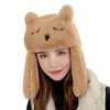 Berets Lapper Hat Hat Animal Ears Emsroidery Faux Fur осень зимний девушки -бомбардировщики езда на ушной кепке сплошной цвет для ежедневного цвета для ежедневного цвета