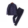 Men's Sleepwear 2022 Spring Autumn Pijamas Men Casual Plaid Pajama Sets Male Cotton Suit Men's Turn-down Collar Shirt & Pants XXL