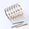 Love Titanium bracciale in acciaio di design bracciale da donna da uomo placcato argento gioielli in oro liscio strass vite braccialetto moda semplice 3 colori come presente zb001