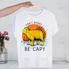 Camiseta Masculina Capivara Harajuku Camiseta Masculina Estampada Unissex Capivaras Camisa Engraçada dos Desenhos Animados Manga Curta Casual Animal Bonito Capibara