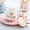 Créative Crown Ceramic Tug Pink Cake Caxe Nordic Milk tasse de cuillère avec des couvercles de café Masse de vacances Souvenirs Gift RRA91