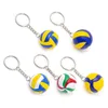 Fashion Leather Volleyball Keychain Mini PVC Volley ball keyring bag car keychain Key toy Holder Ring For Men Women