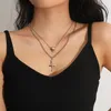 Collier ras du cou UDDEIN mode Punk collier Double couche chaîne crâne pendentif pour femmes bohème fête bijoux collier