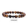 Men 8mm Reik Healing Natural Stone Beaded Strand Turkish Evil Eye Bracelet Onxy Tiger's Eye Bracelets