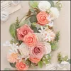 Dekorative Blumenkränze Dekorative Blumenkränze Hochzeitsdeko Halten Diy Brautkranz Cor Faux Rose Flower Party Centerpie Dh2H1