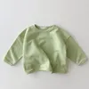 Skjortor baby outfits bebes född tjej pojke fast färg tecknad öron långärmad uppsättning kläder kostym höstflickor t-shirt tröja