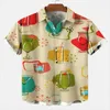 Men's Casual Shirts Summer Vintage Retro Street Short Sleeve Button Harajuku Shirt Men's Ethnic Print Homme Ropa Hombre