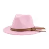 Fedoras casquettes pour femmes hommes couleur unie Fedora chapeaux luxe décontracté large bord chapeau avec ceinture en cuir Sombreros De Mujer