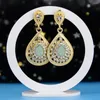 Necklace Earrings Set Sunspicems Fashion Mint Green Crystal Women Bridal Wedding Long Drop Earring Gold Color Morocco Bijoux