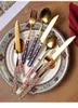 Diny sets gouden kunst keramische handgreep bestek Set Noordse roestvrij staal luxe elegant leven diner Juegos de vajilla Home Decore EC50CJ