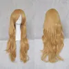 2022 Populaire cosplay gouden gouden 80 cm lange krullend haarpruik