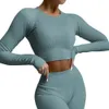 Yoga Outfits Ribbed Yoga Set Sportswear Women Suit For fitness Seamless Sports Suit Workout Clothes Tracksuit Sports Outfit Gym Clothing Wear 221021