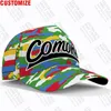 قبعات الكرة COMOROS البيسبول مجاني اسم مخصص رقم فريق KM HAPS COM COUNTRY TRAVERT French Nation Union des Comores Flag Headgear 221021