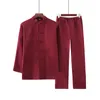 Chándales para hombres Traje Tang de algodón Primavera Otoño Hanfu para hombres Traje antiguo chino Servicio Meditación Lino Ropa para el hogar