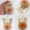 Peluche wapiti pendentifs porte-clés porte-clés pompon renne boule de fourrure poupée porte-clés ornements de noël fête faveurs noël nouvel an