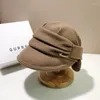 Visors Ośmioboczne czapki Kobiety Akcesoria Brytyjskie styl Vintage Autumn Winter Extra szeroki brzegowy panie