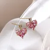 Dangle Earrings Sweet Pink Rhinestone Heart Stud Women Fashion Exquisite Small Girlfriend Gifts Girls Everyday Jewelry 2022