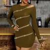 Casual Dresses For Women Party Long Sleeve Sexy Shoulder Hollow Out Rivet Short Bodycon Mini Dress Spring Ladies Slim Fit Clubwear