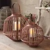 Kerzenhalter, handgefertigt, Rattan-Lampe, Kerzenständer, El-Desktop-Bodendekoration, hölzerne hängende Laterne, Ornamente, Retro-Hochzeit