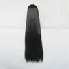Populaire noir frange longueur cheveux raides 100 cm mètre de long cosplay perruque