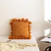 Travesseiro biege laranja capa de malha cinza, borlas de estilo sólido de estilo nórdico de sofá decorativo de cama de cama 45 45cm