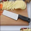 Manueller Pommes-Frites-Schneider, neuer Edelstahl-Kartoffelchip-Schneider, Teig, Gemüse, Obst, Crinkle, gewelltes Messer, Cutter, Zerkleinerer, Pommes Frites, Dhv1I