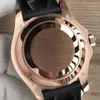 Wristwatches Top digner rose gold black dial two-way rotating rubber strap automatic mechanical men's stainls steel watchHJAO