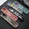 Dinnerware Sets Travel Camping Cutlery Set Portable Tableware Stainless Steel Chopsticks Spoon Fork Steak Knife With Storage Case