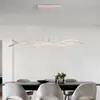 Avizeler Led Nordic Creative Restaurant Chandelier Modern Minimalist Üç Başlıca Dalga Aydınlatma Çubuğu Çay Odası Işık