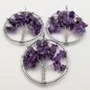 Natuurlijke edelsteen steen gekleurde ronde hangerse boom van het leven Pendulum hanger voor vrouwen genezen kettingen chakra reiki sieraden bh002