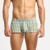 Onderbroek 2022 Men Lage taille zachte ademende geruite print boksers shorts penis bulge zak ondergoed absorberend elastisch slipje