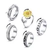 Anneaux de bande Fidget Ring Anxiété pour femmes filles Spinner et ensemble de secours réglable Tournesol Moon Star Soulager Adts Drop Delivery 202 Amdmp