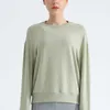 Lu-t01 Loose Sports SweaterWomen's Yoga Outfits Fitnessanzug Top Casual Coat Thin Round Sleeve Hoodie