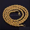 Chains 18K Real Gold Plated Stainless Steel Rope Chain Necklace 4Mm For Men Chains Fashion Jewelry Gift Hj259 Drop Delivery 2022 Neck Dh7Cn