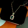 Chains Trend 316l Stainless Steel No Fading Green Pendant Necklace Charm Chain Women Light Luxury Gold Choker Jewelry Wholesale