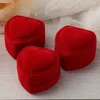 Jewelry Boxes 1pcs Red Heart Velvet Ring Engagement Wedding Simple Design Holder for Lover Proposal Wholesale L221021