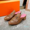 Blossom Designer Chaussures Femmes Mules Mocassins En Cuir Véritable Talons Hauts Chaîne En Métal Mule Noir Princetown Pantoufles