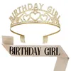 Europe and America Headbands New BIRTHDAY GIRL Birthday Crown Shoulder Belt Etiquette Party Headwear Hair Jewelry