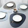 Table Mats Placemat Mat Tableware Pad PU Leather Waterproof Heat Insulation Non-Slip Soft Black Brown Washable Bowl