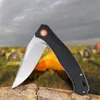 1 Unids R1021 Flipper Cuchillo Plegable D2 Lavado de Piedra Hoja de Punto de Gota Lino con Mango de Hoja de Acero Inoxidable Rodamiento de Bolas Cuchillos de Bolsillo EDC de Apertura Rápida