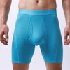 Underpants Long Men Boxer Underwear Mesh Breathable Shorts Leg Trunks Sexy Pouch Fitness Running