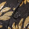 Style européen or noir paillettes brodé Costume vestes manteau mâle mariage brillant Floral Blazer formel smoking chanteur hôte scène Costume col châle